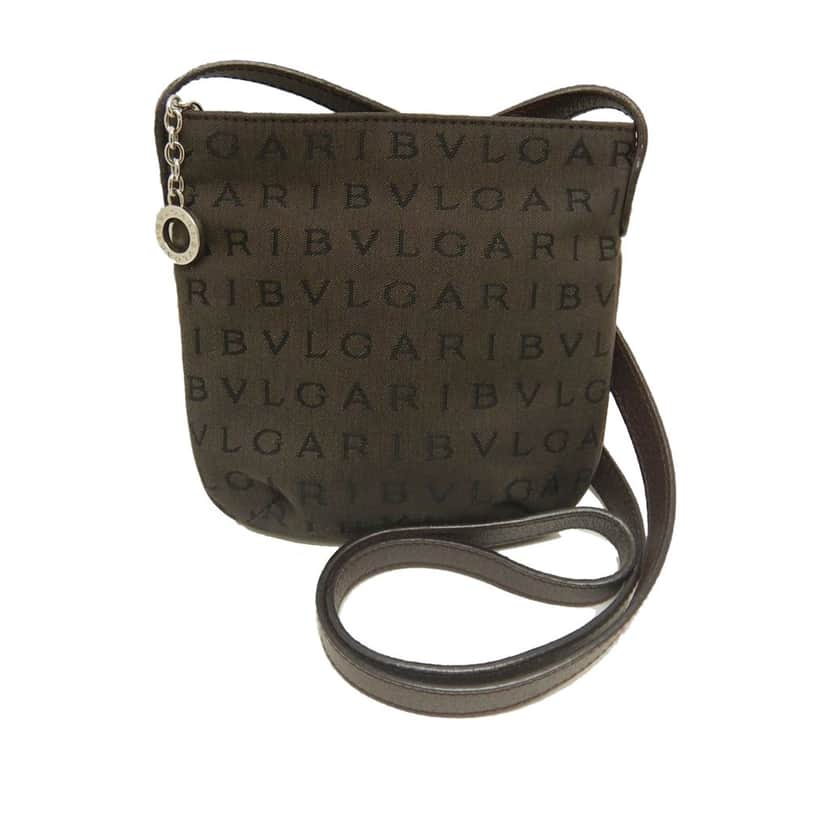 Bvlgari Logomania Canvas Crossbody Brown Very good condition - Front View