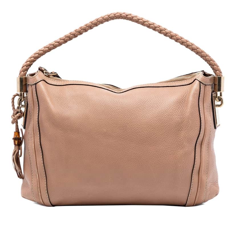 Gucci Medium Pebbled Calfskin Bella Shoulder Bag Brown Leather Very good condition - Front View