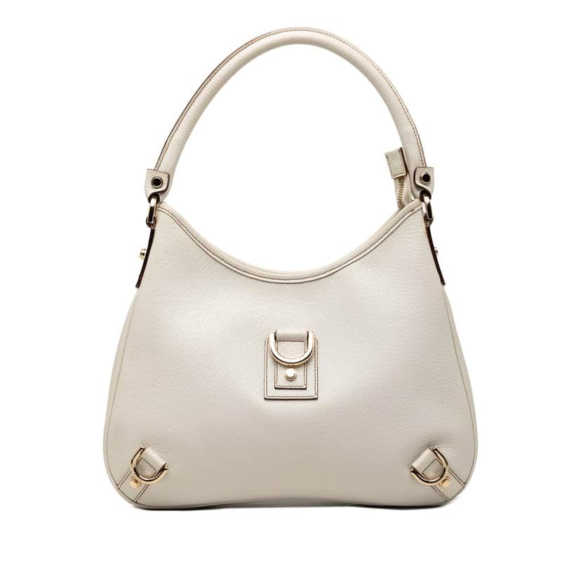 Gucci Calfskin Abbey D Ring Shoulder Bag White Leather Very good condition - Front View