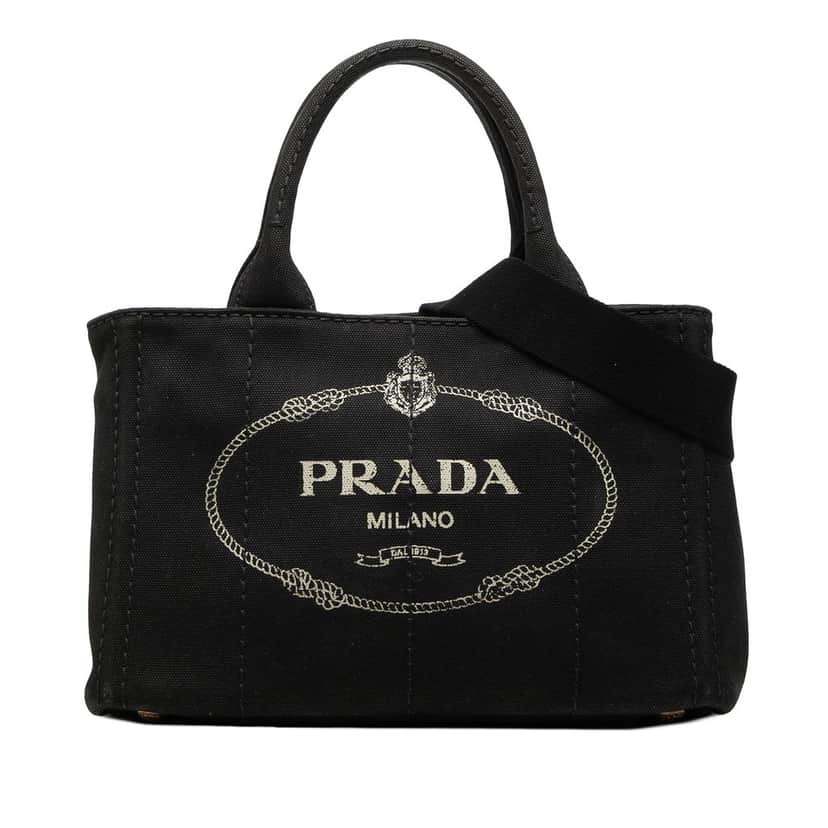 Prada Small Canvas Canapa Logo Satchel Black Very good condition - Front View