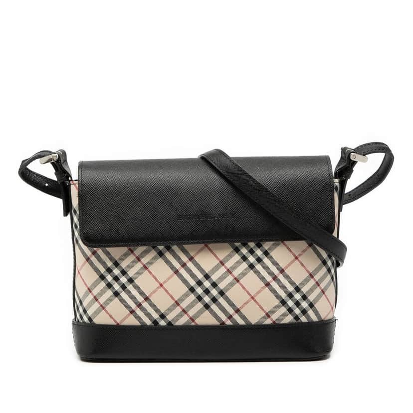 Burberry Nova Check Canvas Crossbody Beige Very good condition - Front View