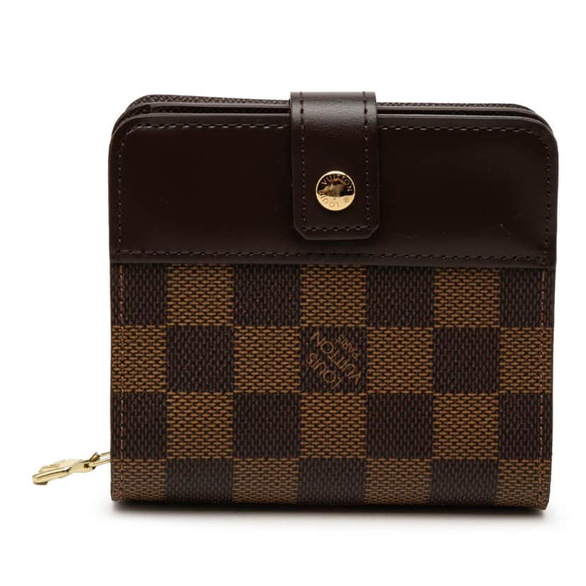 Louis Vuitton Damier Ebene Compact Zip Wallet Brown Very good condition - Front View