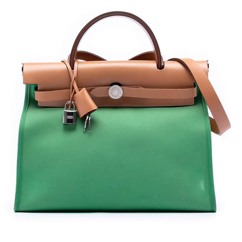 Hermès Toile Herbag Zip 31 Green Very good condition - Front View