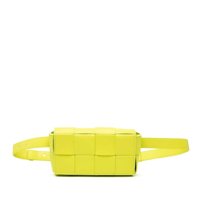 Bottega Veneta Mini Nappa Intrecciato Cassette Belt Bag Yellow Leather Very good condition - Front View