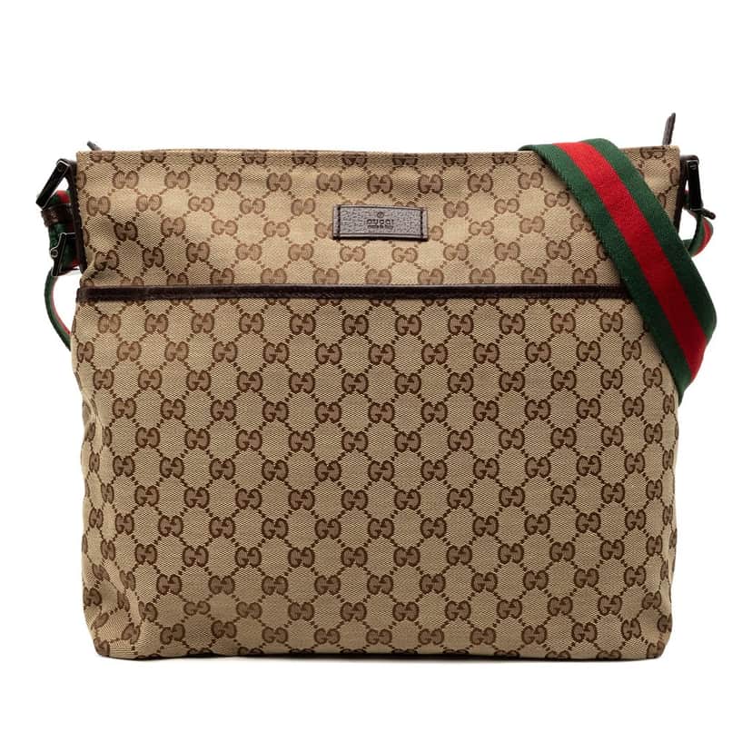 Gucci GG Canvas Web Crossbody Beige Very good condition - Front View