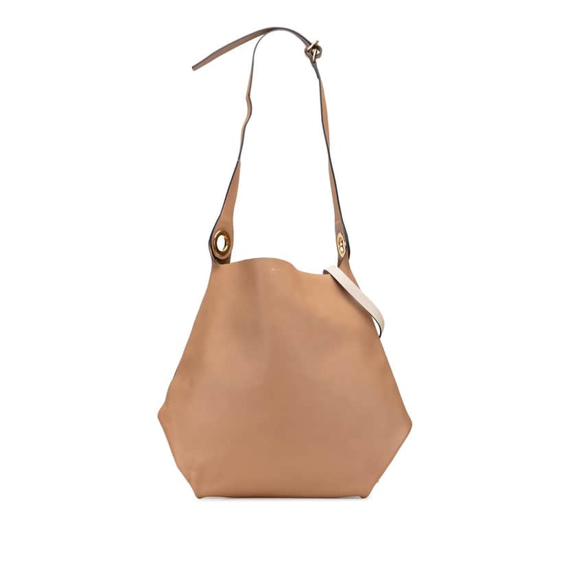 Burberry Bicolor Calfskin Grommet Hobo Brown Leather Very good condition - Front View
