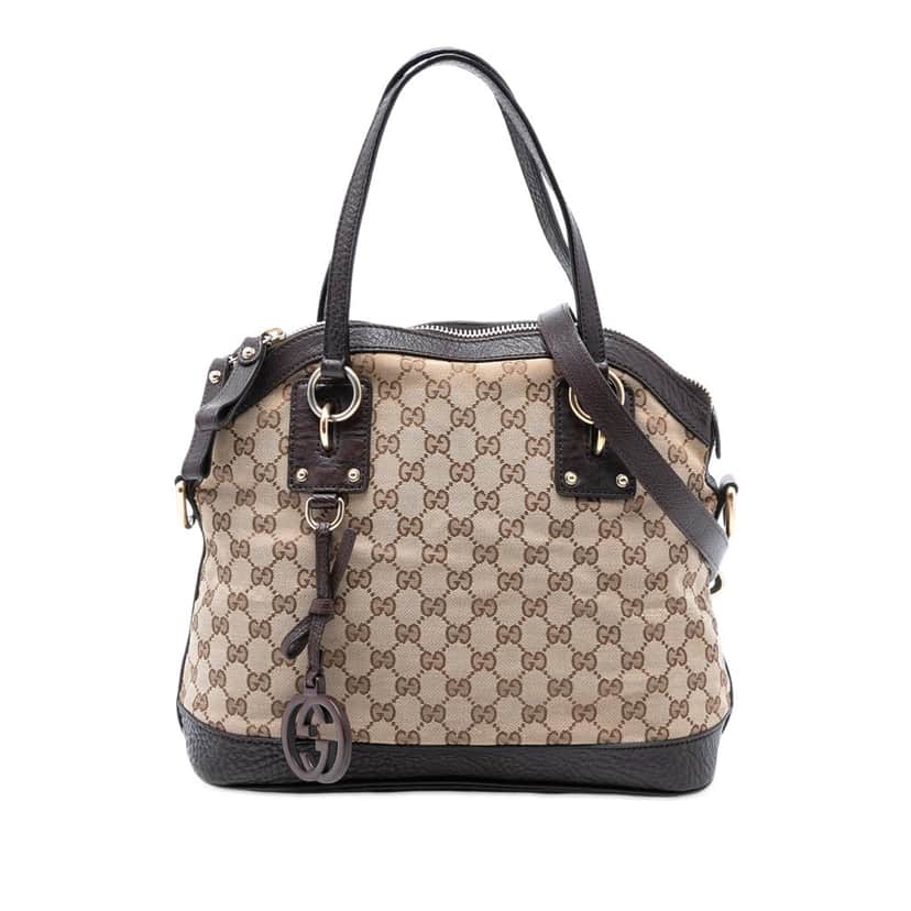 Gucci Medium GG Canvas Charm Dome Satchel Beige Very good condition - Front View