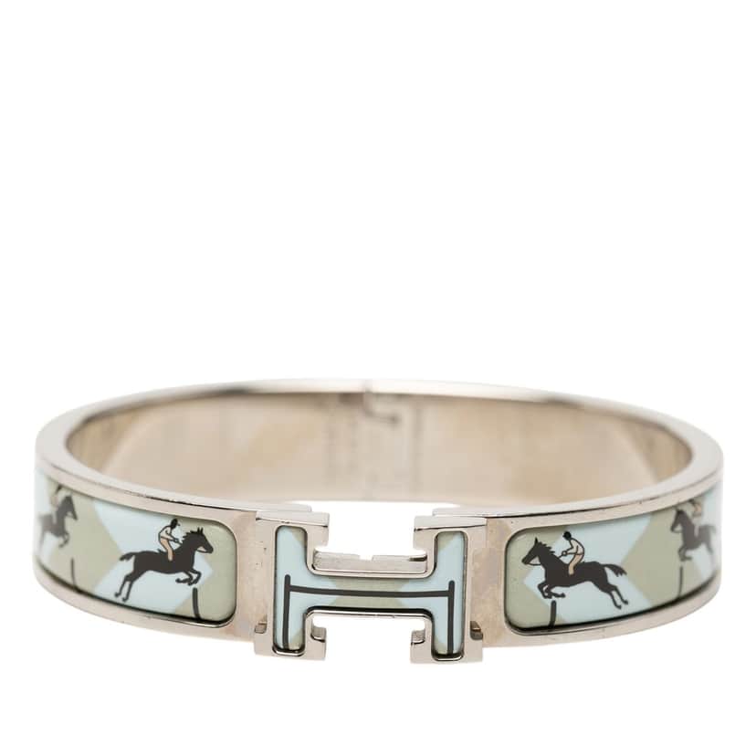 Hermès Narrow Enamel  Les Allures Clic H Bracelet PM Blue Very good condition - Front View