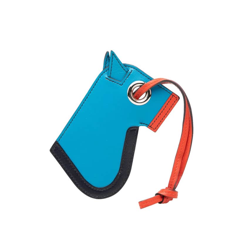 Hermès Tadelakt Camail Key Holder Bag Charm Blue Leather Very good condition - Front View