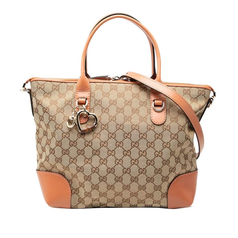 Gucci GG Canvas Heart Bit Satchel Beige Very good condition - Front View