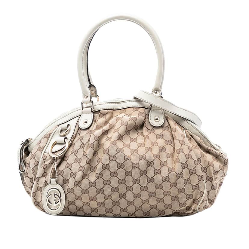 Gucci GG Canvas Sukey Satchel Beige Very good condition - Front View