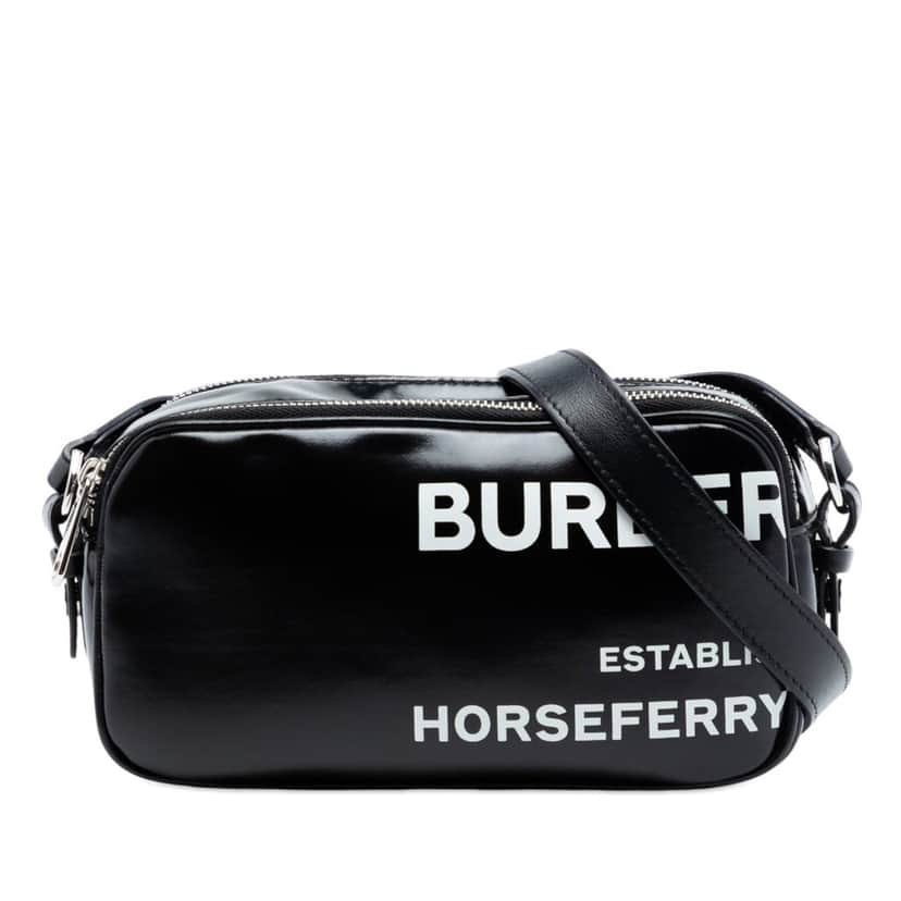 Burberry Coated Canvas Horseferry Camera Bag Black Very good condition - Front View