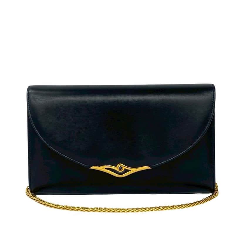 Cartier Leather Sapphire Chain Crossbody Blue Leather Very good condition - Front View