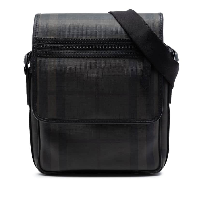 Burberry Smoked Check Coated Canvas Messenger Bag Other Very good condition - Front View