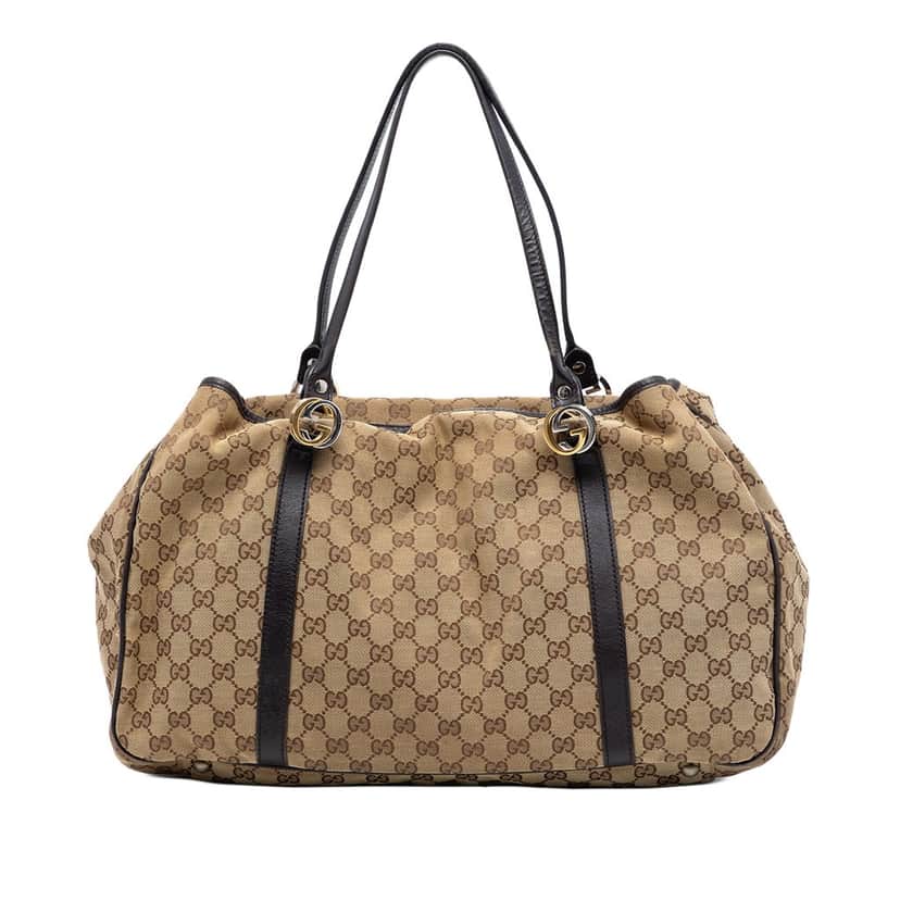 Gucci Large GG Canvas Twins Tote Beige Very good condition - Front View