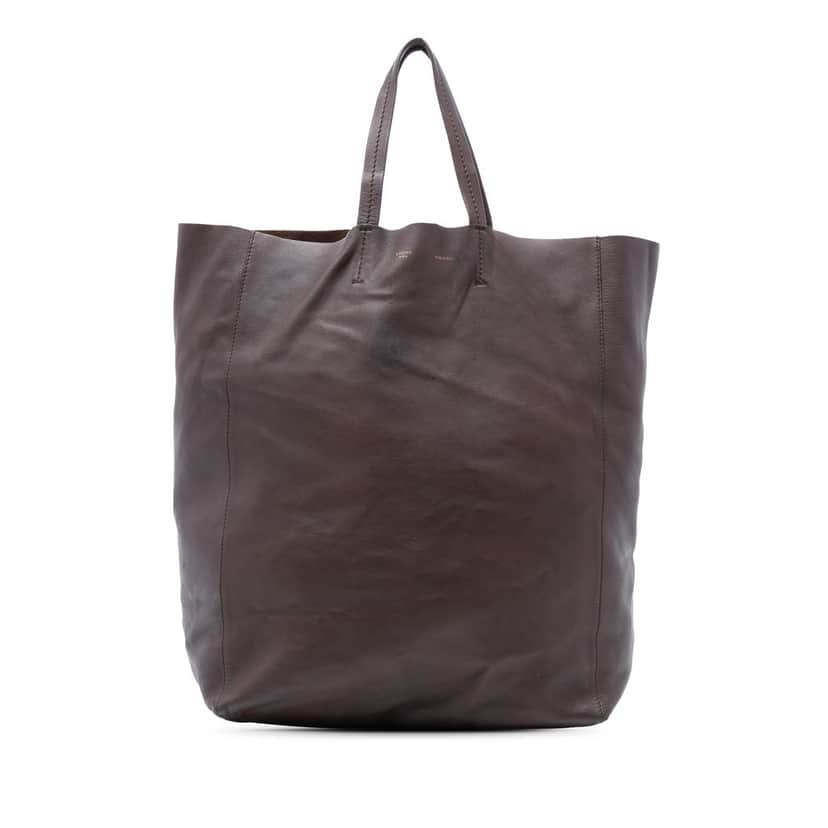 Celine Leather Vertical Cabas Tote Brown Leather Very good condition - Front View