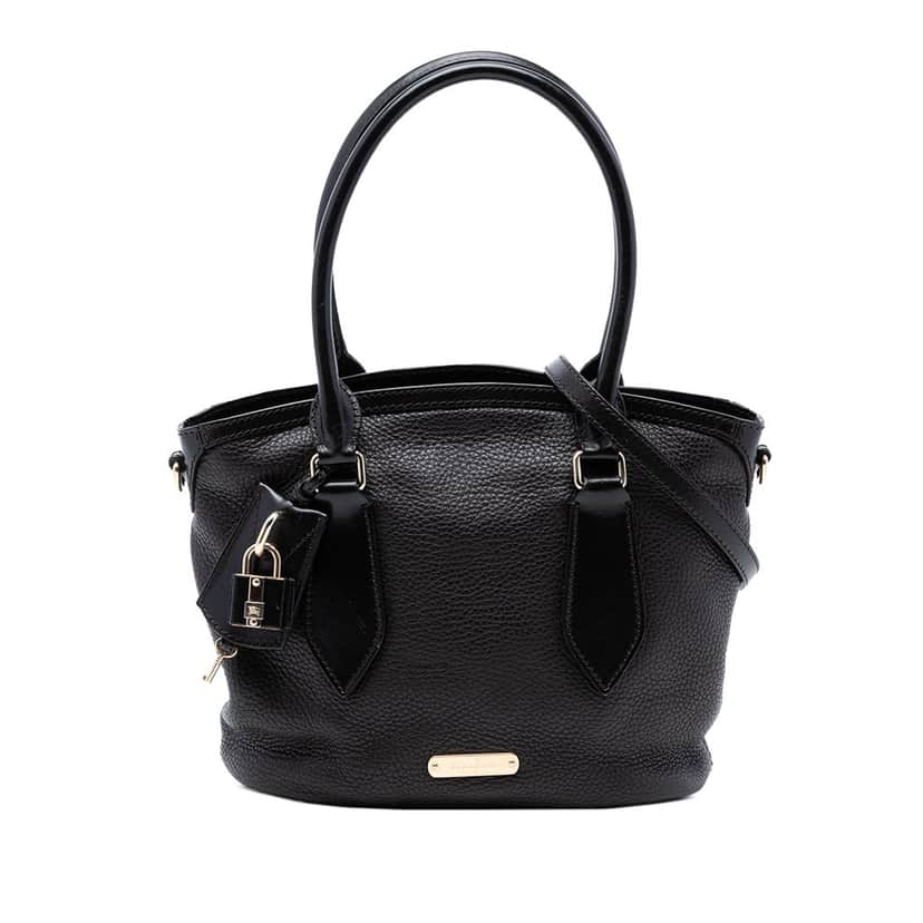 Burberry Grainy Calfskin Satchel Black Leather Very good condition - Front View