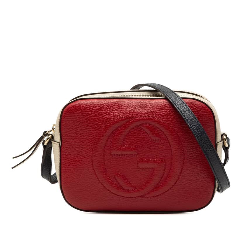 Gucci Small Tricolor Leather Soho Disco Crossbody Red Leather Very good condition - Front View