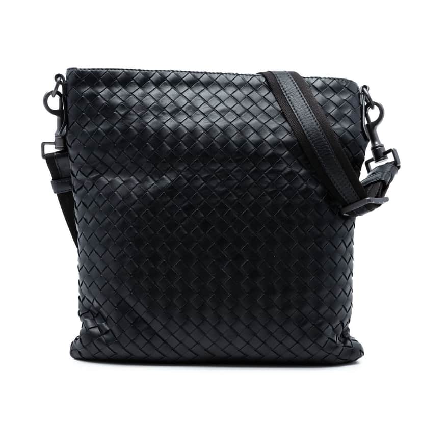 Bottega Veneta Nappa Intrecciato VN Crossbody Black Leather Very good condition - Front View