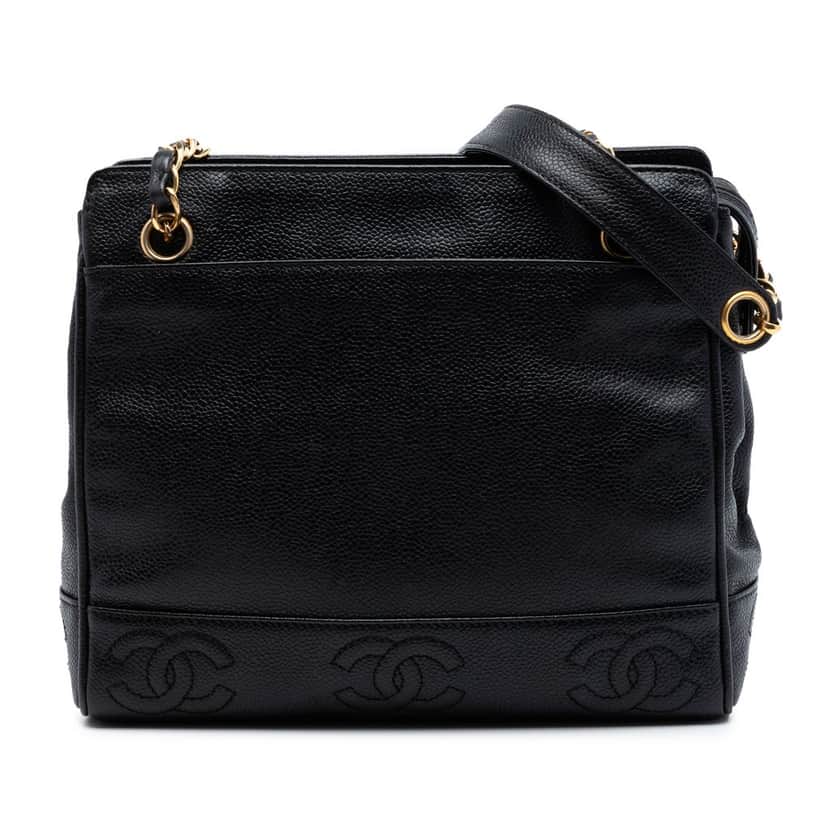 Chanel Triple CC Caviar Tote Black Leather Very good condition - Front View
