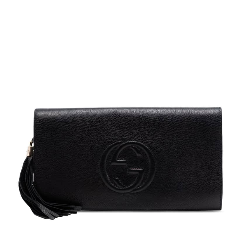 Gucci Leather Soho Disco Clutch Black Leather Very good condition - Front View