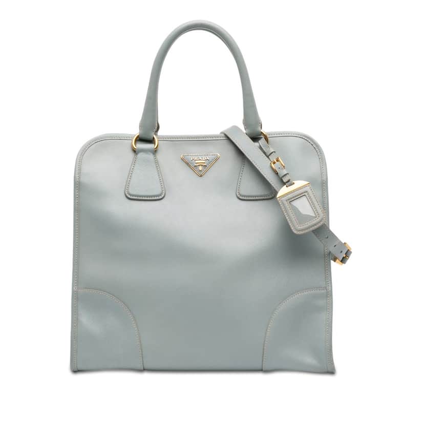 Prada Saffiano Lux Shopping Tote Blue Leather Very good condition - Front View