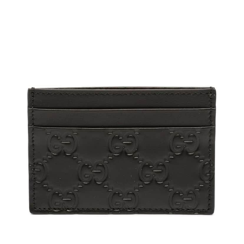 Gucci Guccissima Card Holder Black Leather Never worn, with tag - Front View