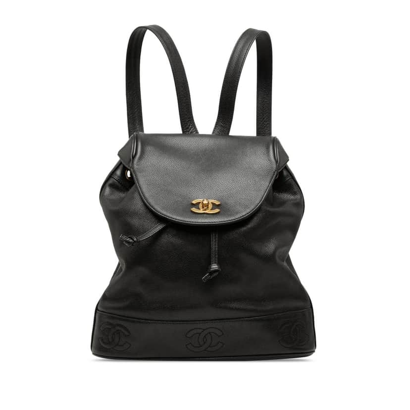 Chanel Caviar Triple CC Backpack Black Leather Very good condition - Front View