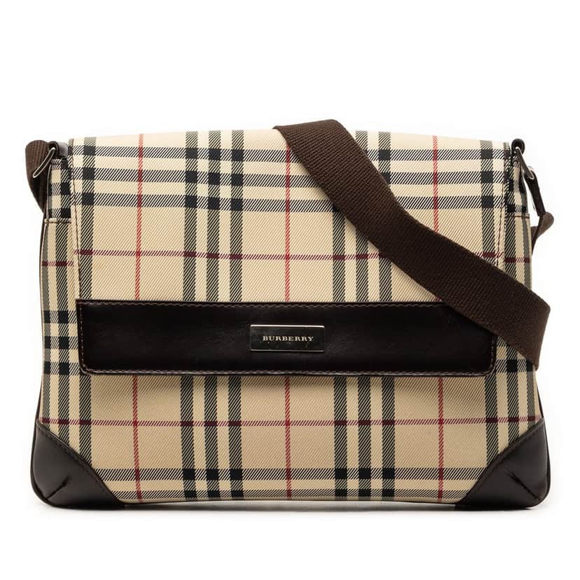 Burberry House Check Canvas Flap Crossbody Beige Very good condition - Front View