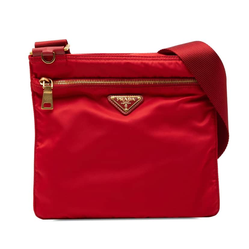Prada Tessuto Zip Top Crossbody Red Very good condition - Front View