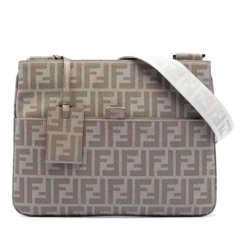 Fendi Zucca Coated Canvas Crossbody Beige Very good condition - Front View
