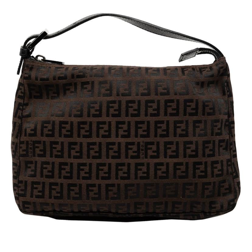Fendi Zucchino Canvas Handbag Brown Very good condition - Front View