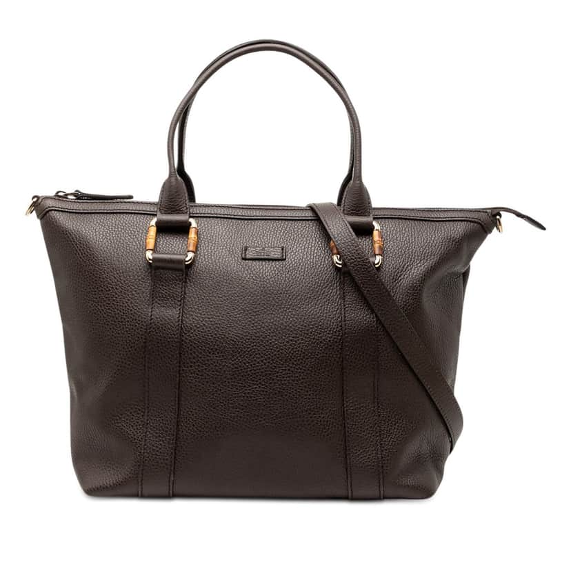 Gucci Leather Bamboo Satchel Brown Leather Very good condition - Front View
