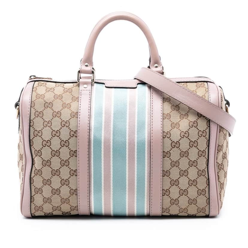 Gucci Medium GG Canvas Web Joy Boston Bag Beige Very good condition - Front View
