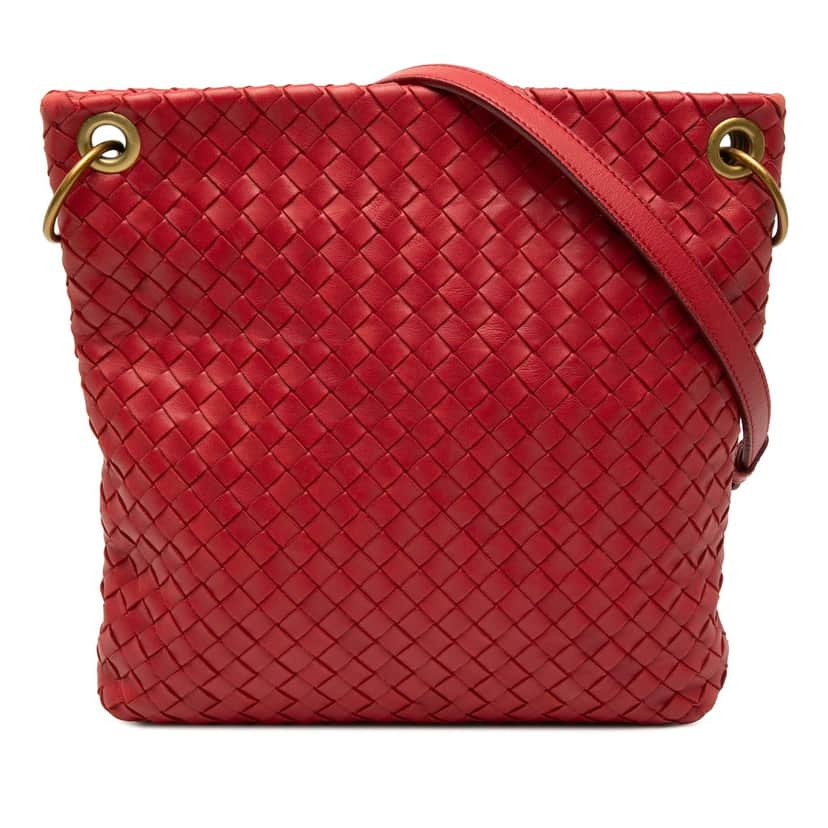 Bottega Veneta Nappa Intrecciato Crossbody Red Leather Very good condition - Front View