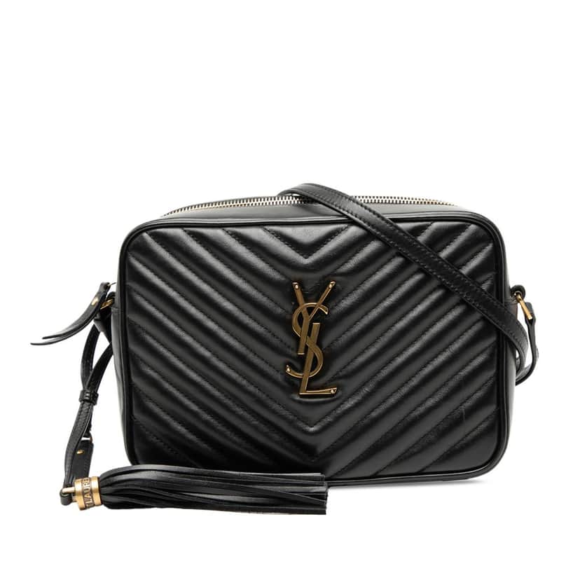 Saint Laurent Matelasse Leather Monogram Lou Camera Bag Black Leather Very good condition - Front View