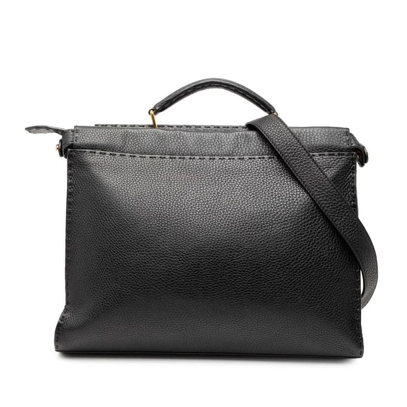 Fendi Large Leather Selleria Monster Peekaboo Iconic Fit Bag Black Leather Very good condition - Front View