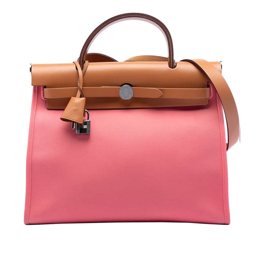 Hermès Toile Herbag Zip 31 Pink Very good condition - Front View