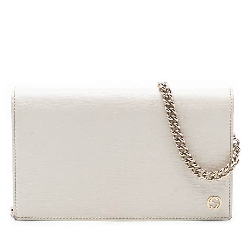 Gucci Leather Betty Wallet On Chain White Leather Very good condition - Front View