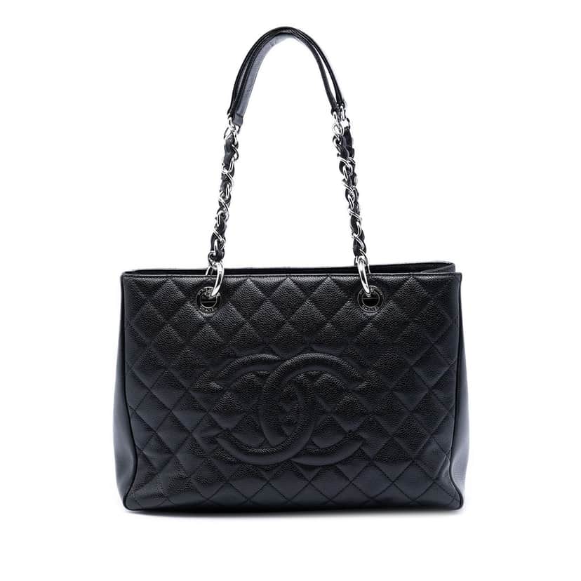 Chanel Caviar Grand Shopping Tote Black Leather Very good condition - Front View
