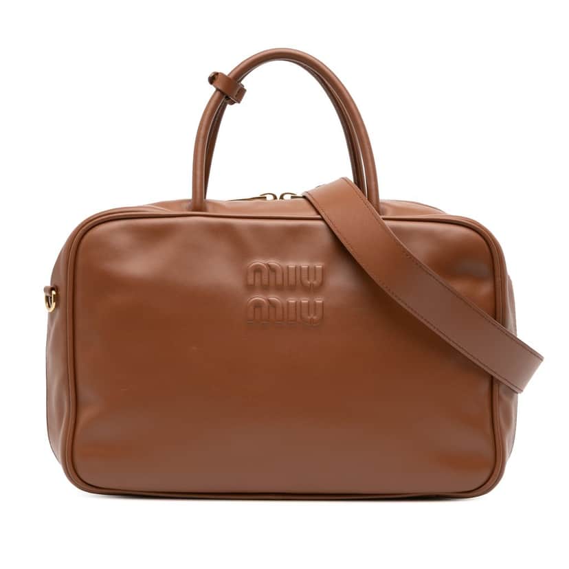 Miu Miu Large Soft Calf Softy Beau Top Handle Bag Brown Leather Very good condition - Front View