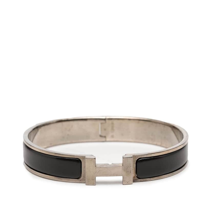 Hermès Narrow Enamel Clic H Bracelet PM Black Very good condition - Front View