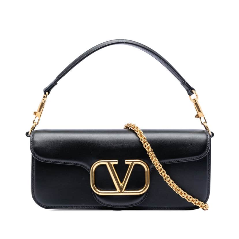 Valentino Calfskin VLogo Loco Satchel Black Leather Very good condition - Front View