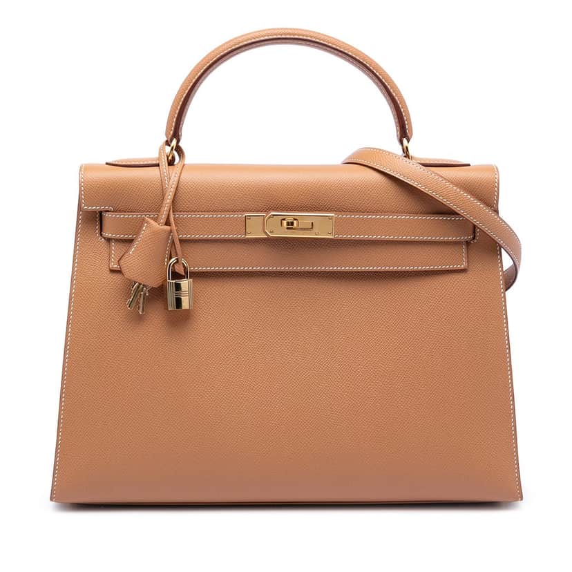 Hermès Courchevel Kelly Sellier 32 Brown Leather Very good condition - Front View