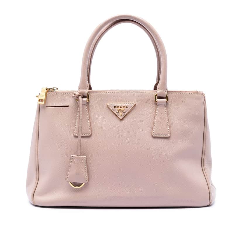 Prada Medium Saffiano Lux Galleria Double Zip Satchel Pink Leather Good condition - Front View