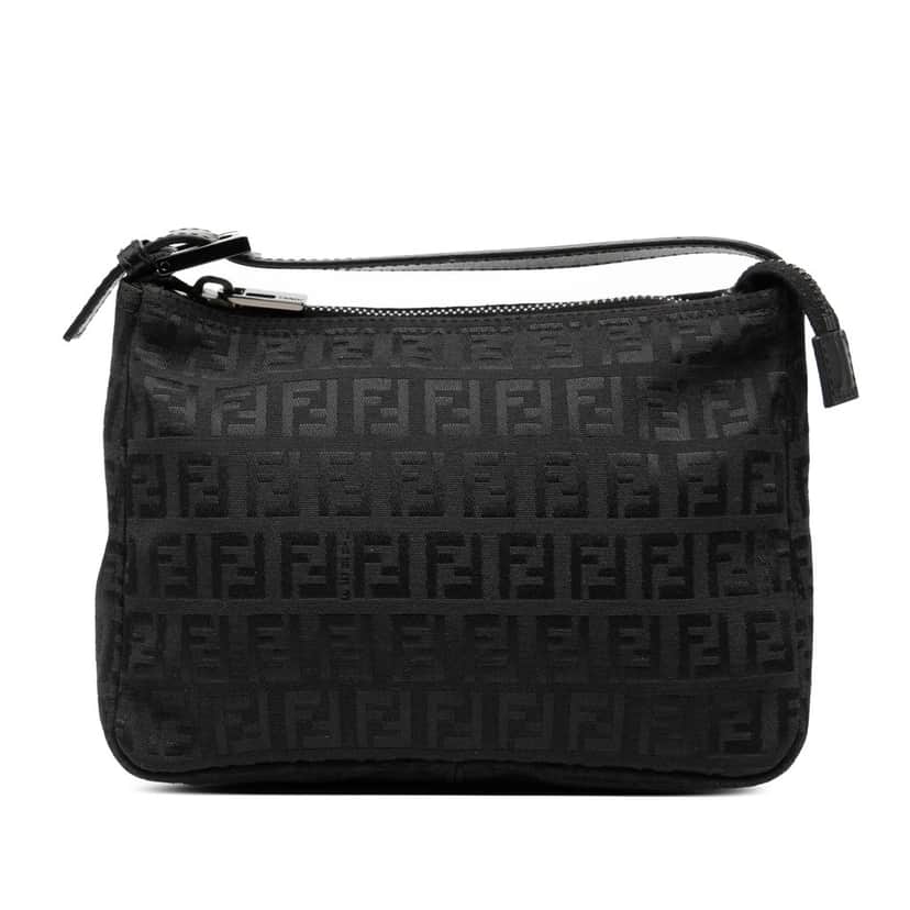 Fendi Zucchino Canvas Handbag Black Very good condition - Front View