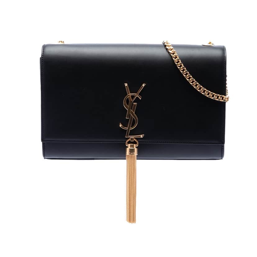 Saint Laurent Medium Smooth Calfskin Classic Monogram Kate Tassel Crossbody Black Leather Very good condition - Front View