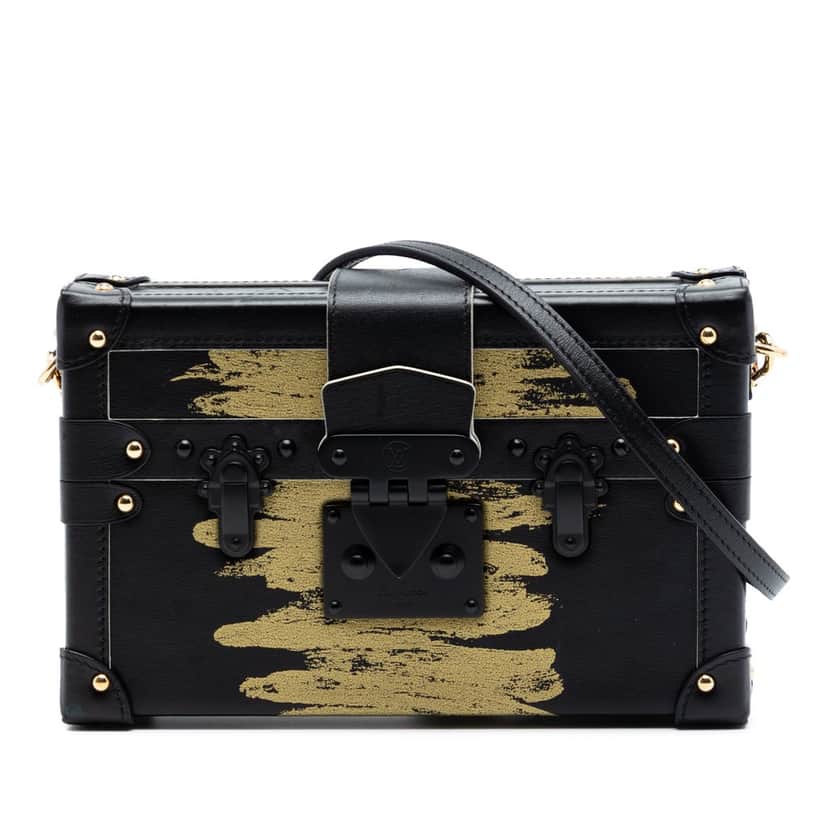 Louis Vuitton Leather Golden Light Petite Malle Black Leather Very good condition - Front View