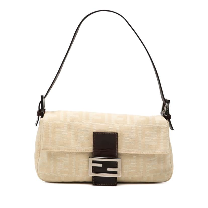 Fendi Zucca Canvas Baguette Beige Very good condition - Front View