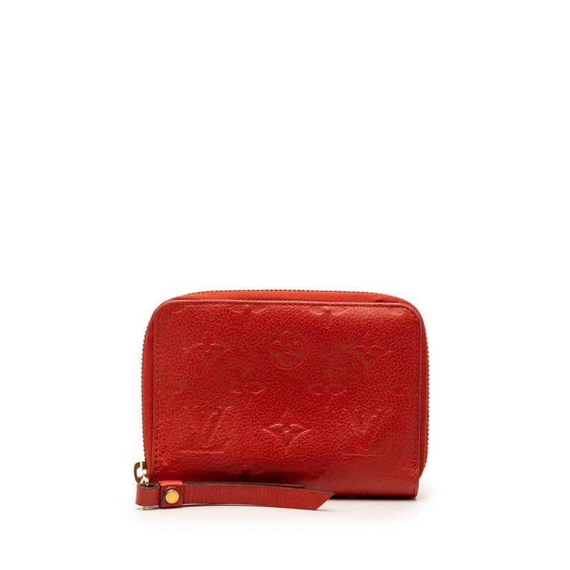 Louis Vuitton Monogram Empreinte Secret Compact Wallet Red Leather Very good condition - Front View